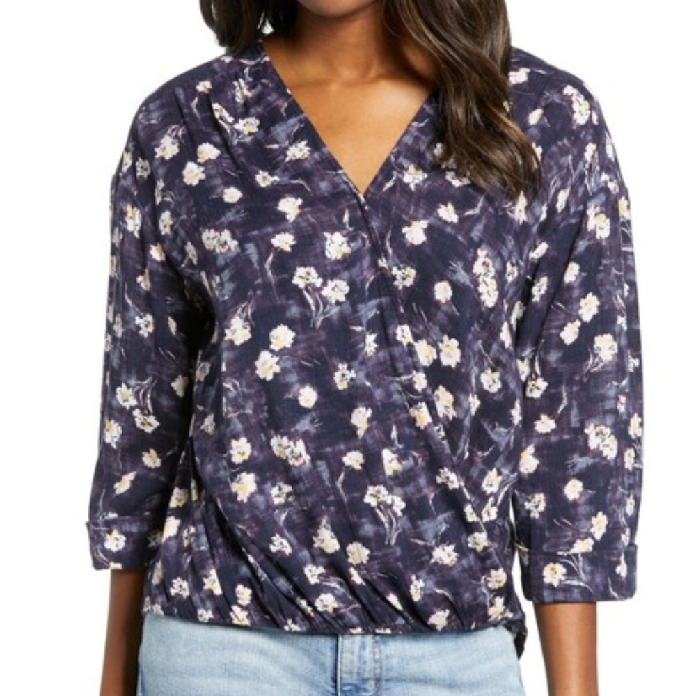 Caslon Floral Woven Wrap Top